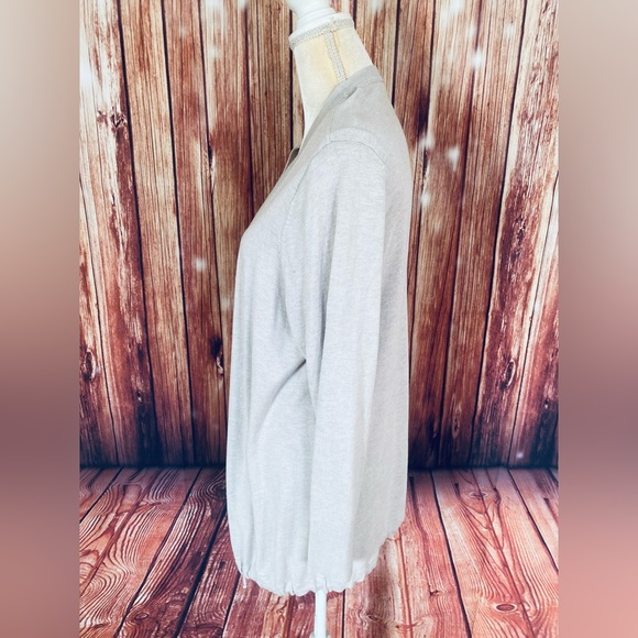 Women’s 1X Sweater Cardigan Tribekka 44 Beige Lightweight Knit Open Front Soft - Picture 7 of 11